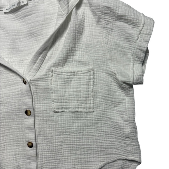 Altar'd State Button Shirt Womens White Gauze Cotton Top Cottage Costal Resort L - Picture 2 of 7